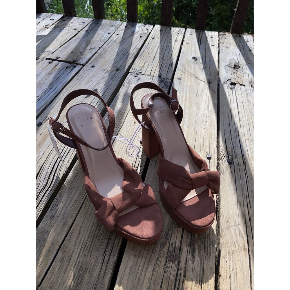 New! Block Heel Ankle Strappy Sandals Burnt Reddish Brown Cushioned Boho Beachy - Picture 6 of 6